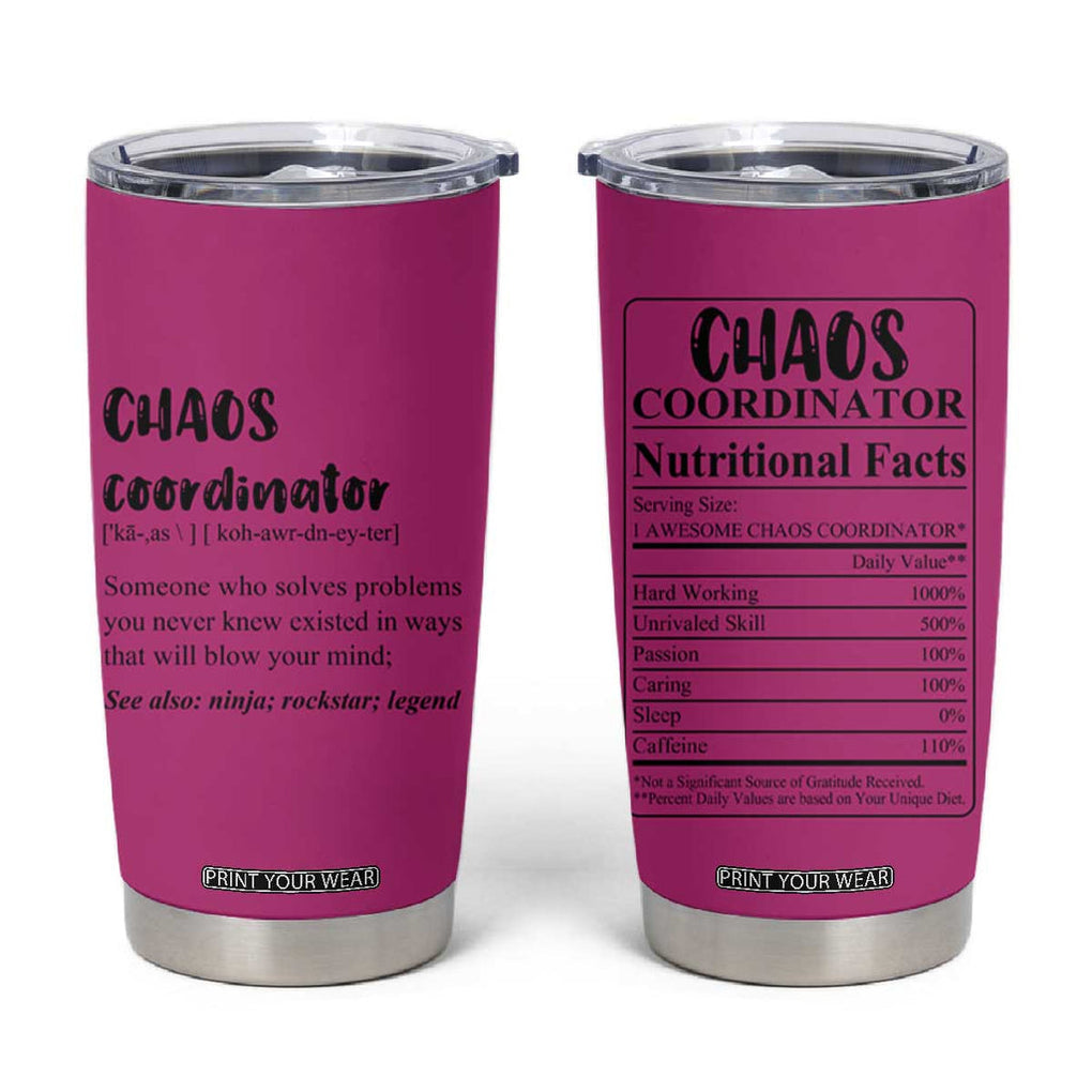 Chaos Coordinator Tumbler Cup Christmas Gifts for Colleague Coworker Travel Mug Thank You Gift Pink TB10
