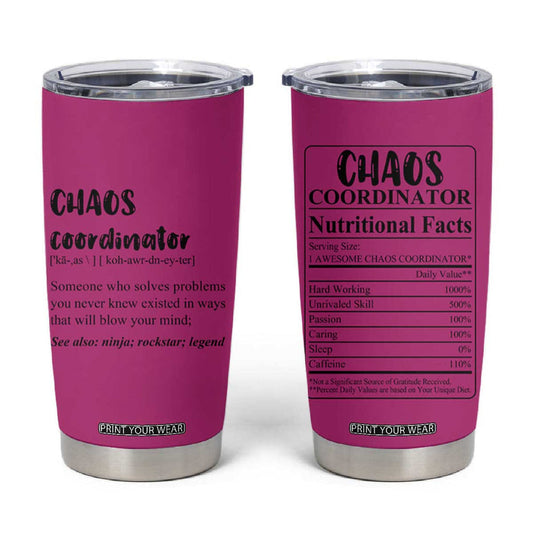 Chaos Coordinator Tumbler Cup Christmas Gifts for Colleague Coworker Travel Mug Thank You Gift Pink TB10