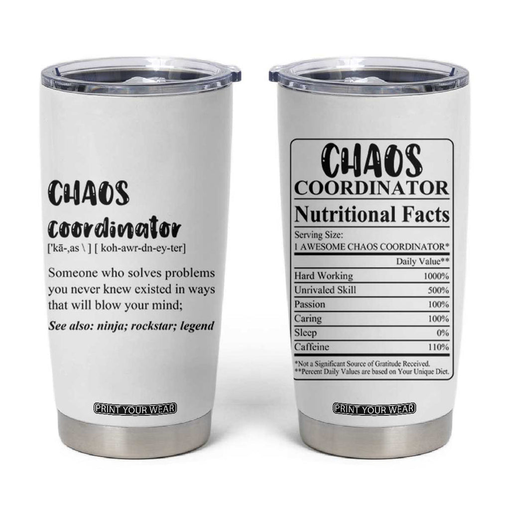 Chaos Coordinator Tumbler Cup Christmas Gifts for Colleague Coworker Travel Mug Thank You Gift White TB10
