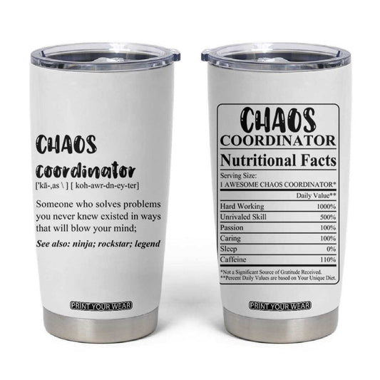 Chaos Coordinator Tumbler Cup Christmas Gifts for Colleague Coworker Travel Mug Thank You Gift White TB10