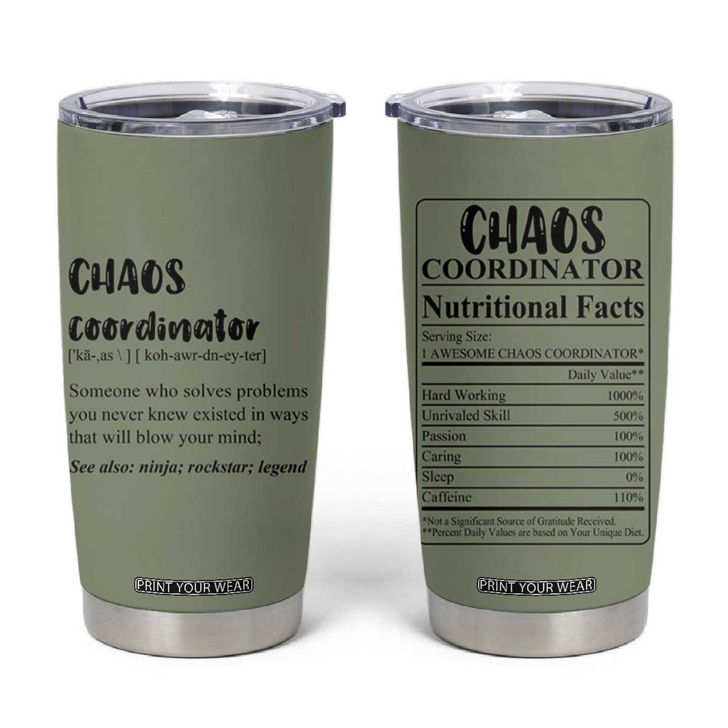 Chaos Coordinator Tumbler Cup Christmas Gifts for Colleague Coworker Travel Mug Thank You Gift Pink Moss-Green TB10