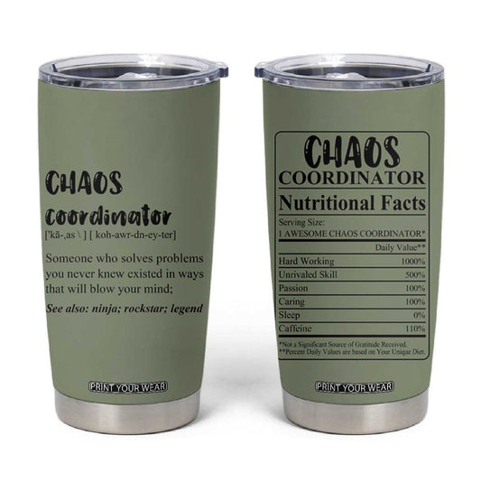 Chaos Coordinator Tumbler Cup Christmas Gifts for Colleague Coworker Travel Mug Thank You Gift Pink Moss-Green TB10
