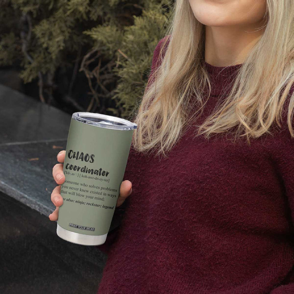 Chaos Coordinator Tumbler Cup Christmas Gifts for Colleague Coworker Travel Mug Thank You Gift Pink Moss-Green TB10