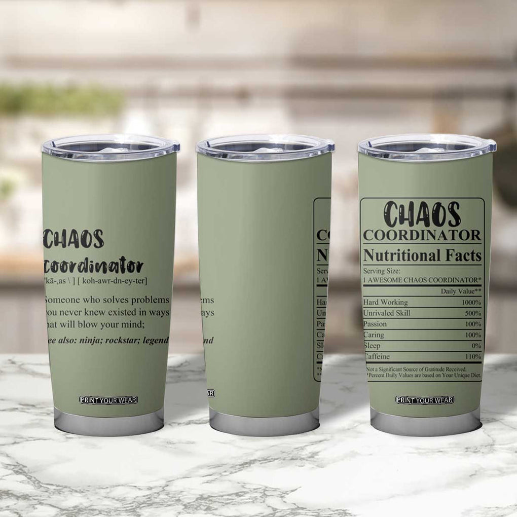 Chaos Coordinator Tumbler Cup Christmas Gifts for Colleague Coworker Travel Mug Thank You Gift Pink Moss-Green TB10
