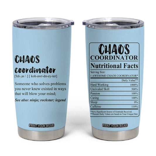 Chaos Coordinator Tumbler Cup Christmas Gifts for Colleague Coworker Travel Mug Thank You Gift Blue TB10