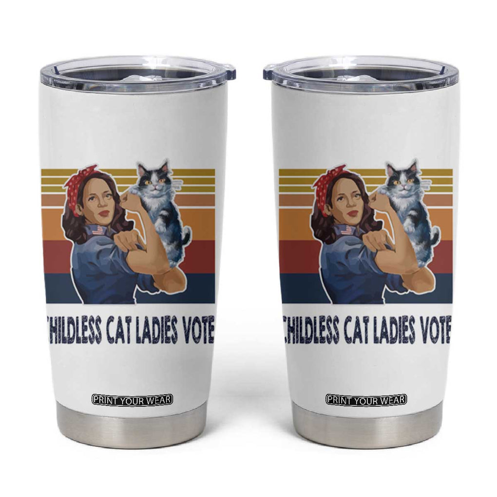 Childless Cat Ladies Vote for Kamala President Tumbler Cup Harris 2024 Election Vote Blue TB10