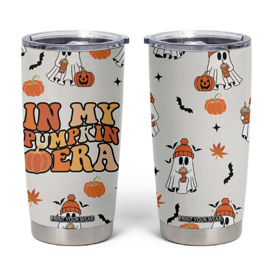 Cute Ghost Fall Coffee Tumbler Cup In My Pumpkin Era Retro Funny Fall Vibes Thanksgiving Halloween TB10