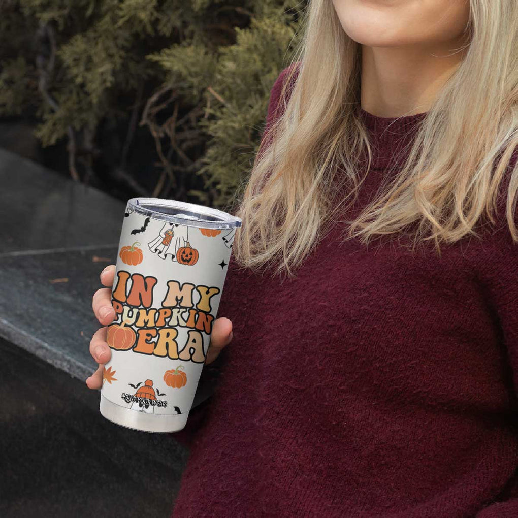 Cute Ghost Fall Coffee Tumbler Cup In My Pumpkin Era Retro Funny Fall Vibes Thanksgiving Halloween TB10