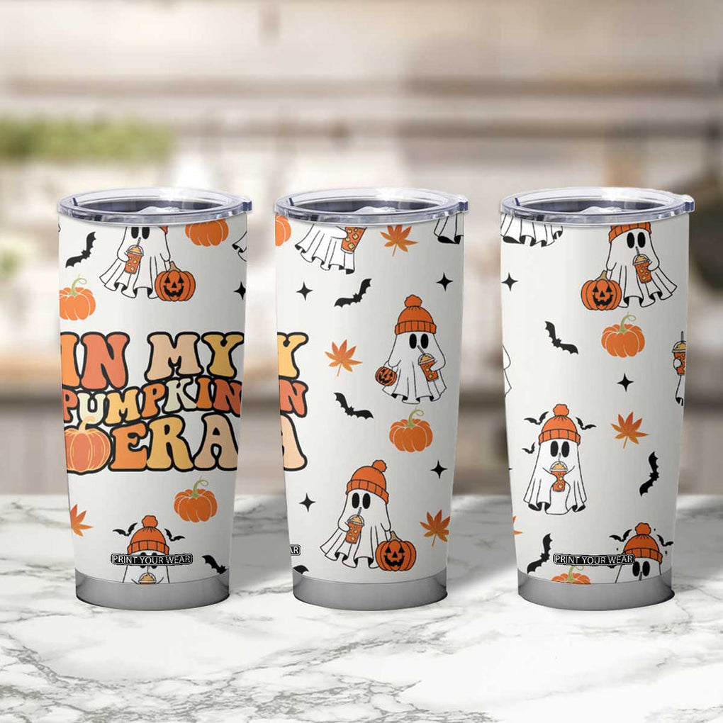 Cute Ghost Fall Coffee Tumbler Cup In My Pumpkin Era Retro Funny Fall Vibes Thanksgiving Halloween TB10