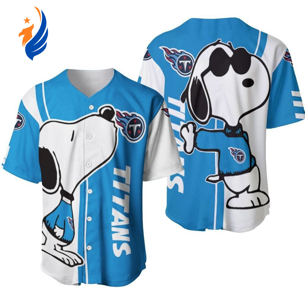 Tennessee Titans snoopy lover Printed Baseball Jersey - Gift for Women Men - Bafud