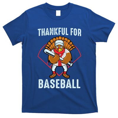 Thankful For Baseball Turkey Thanksgiving Baseball T-Shirt