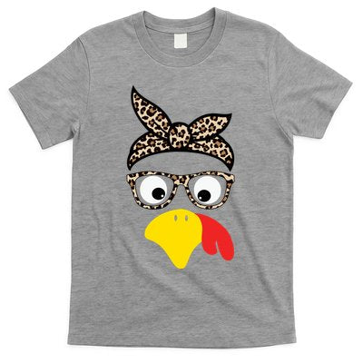 Turkey Face Cheetah Cute Thanksgiving T-Shirt