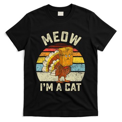 Thanksgiving Funny Turkey Fake Cat Retro T-Shirt