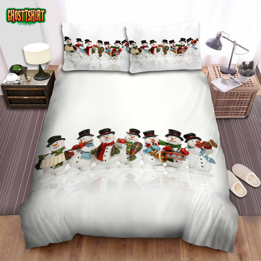 The Christmas Art, Music Band Of Snowman Bed Sheets Spread Duvet Cover Bedding Set
