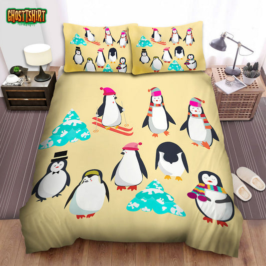 The Christmas Art, Penguin The Christmas Character Bed Sheets Spread Duvet Cover Bedding Set