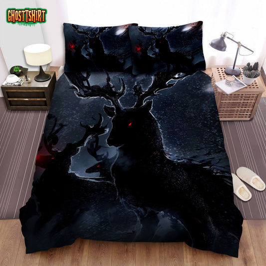 The Christmas Art, Santa Claus Rushing His Reindeer Bed Sheets Spread Duvet Cover Bedding Set