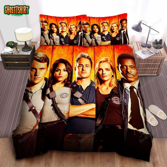 The Firefighters Of The Chicago Fire Department Bed Sheets Duvet Cover Bedding Set