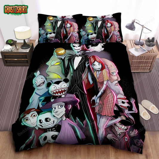 The Nightmare Before Christmas Characters In Anime Style Bed Sheets Duvet Cover Bedding Set