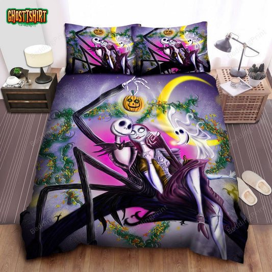 The Nightmare Before Christmas Jack & Sally Halloween Vibe Bed Sheets Duvet Cover Bedding Set