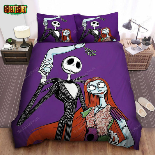 The Nightmare Before Christmas Jack & Sally In Love Bed Sheets Duvet Cover Bedding Set