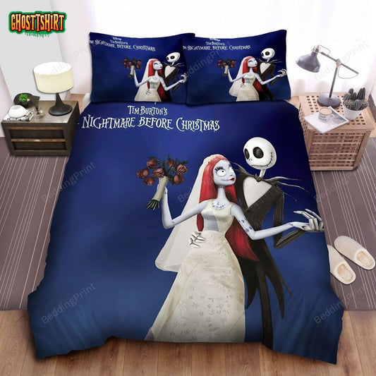 The Nightmare Before Christmas Jack & Sally Wedding Bed Sheets Duvet Cover Bedding Set
