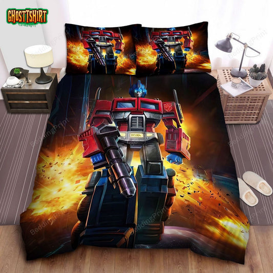 Transformer Optimus Prime Unflinching Walk Bed Sheets Duvet Cover Bedding Set