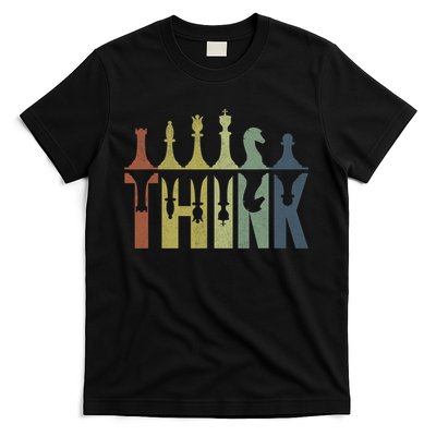 Think Retro Vintage Chess Pieces Player Gifts Chess Coach T-Shirt