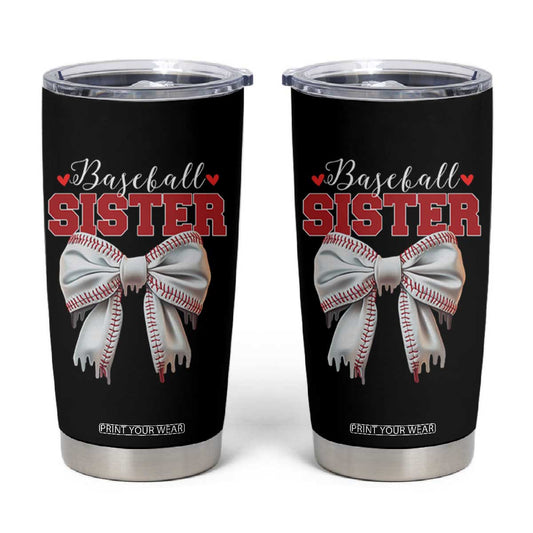 Baseball Sister Tumbler Cup Soft Ball Game Day Dripping Ice Cream Coquette Bow TS02