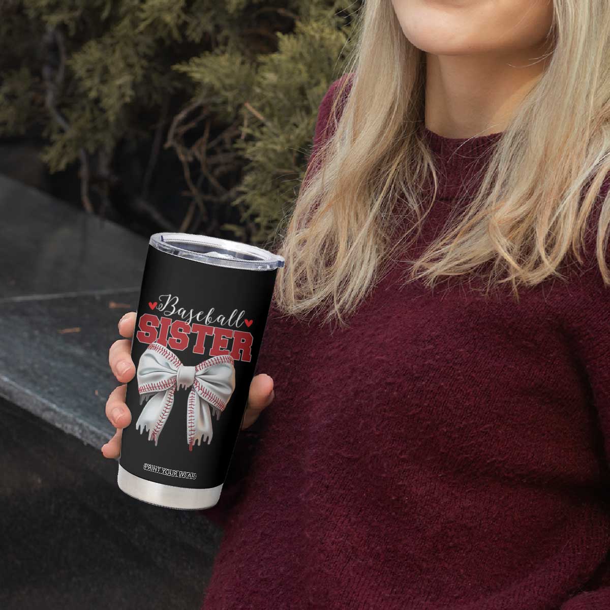 Baseball Sister Tumbler Cup Soft Ball Game Day Dripping Ice Cream Coquette Bow TS02