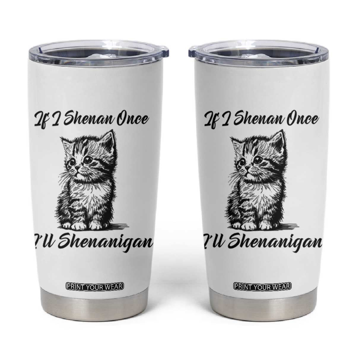 Cute Cat St Patricks Day Tumbler Cup If I Shenan Once I'll Shenanigan TS02