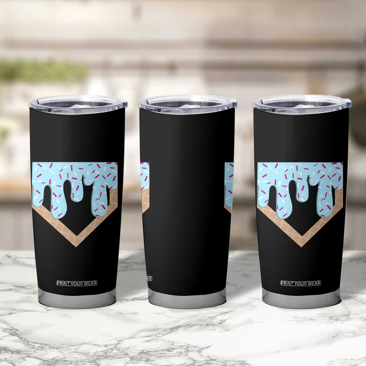 Baseball Ice Cream Dripping Tumbler Cup Home Plate Drip TS02