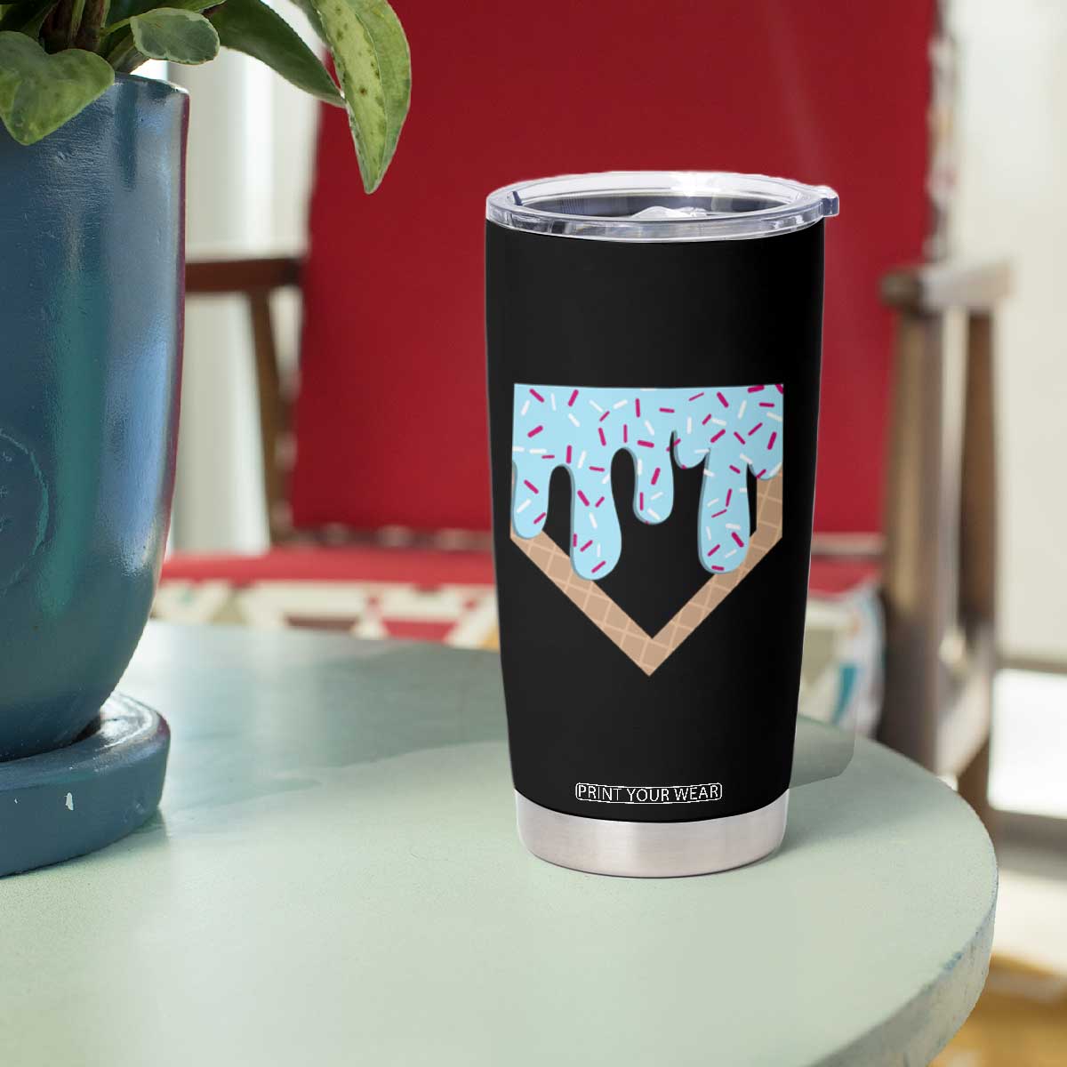 Baseball Ice Cream Dripping Tumbler Cup Home Plate Drip TS02