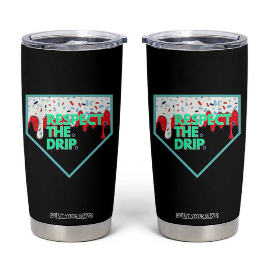 Baseball Home Plate Dripping Ice Cream Tumbler Cup Respect The Drip Social Club Sprinkles TS02
