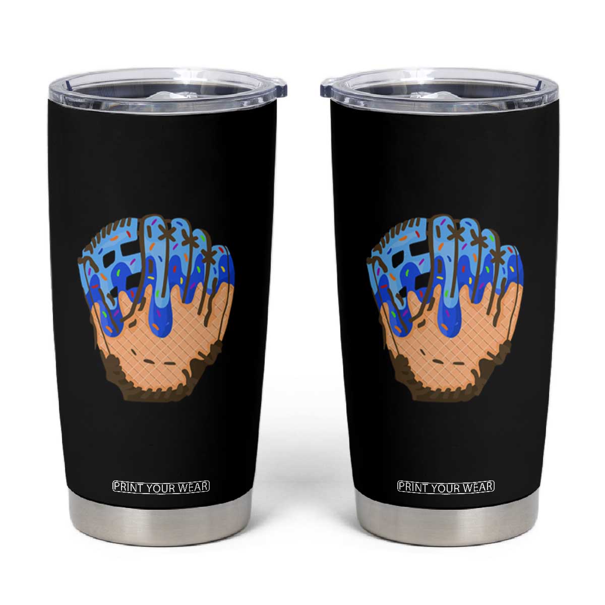 Blue Ice Cream Cone Baseball Glove Drip Tumbler Cup TS02