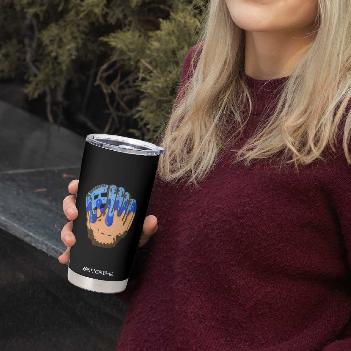 Blue Ice Cream Cone Baseball Glove Drip Tumbler Cup TS02