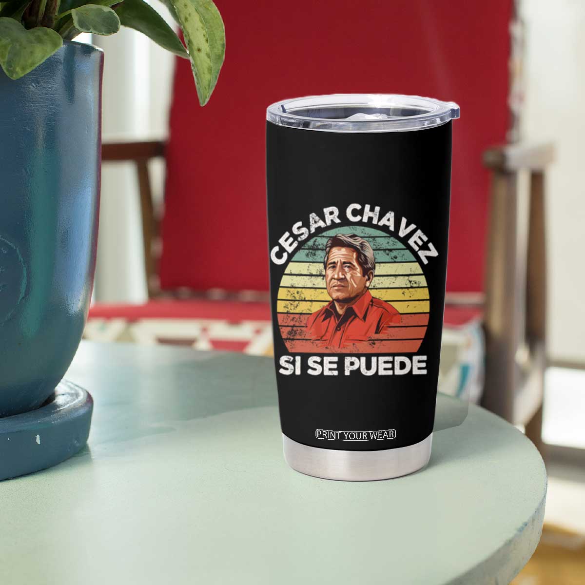 Cesar Chavez Tumbler Cup Si Se Puede Mexican Hispanic Heritage Month Vintage TS02