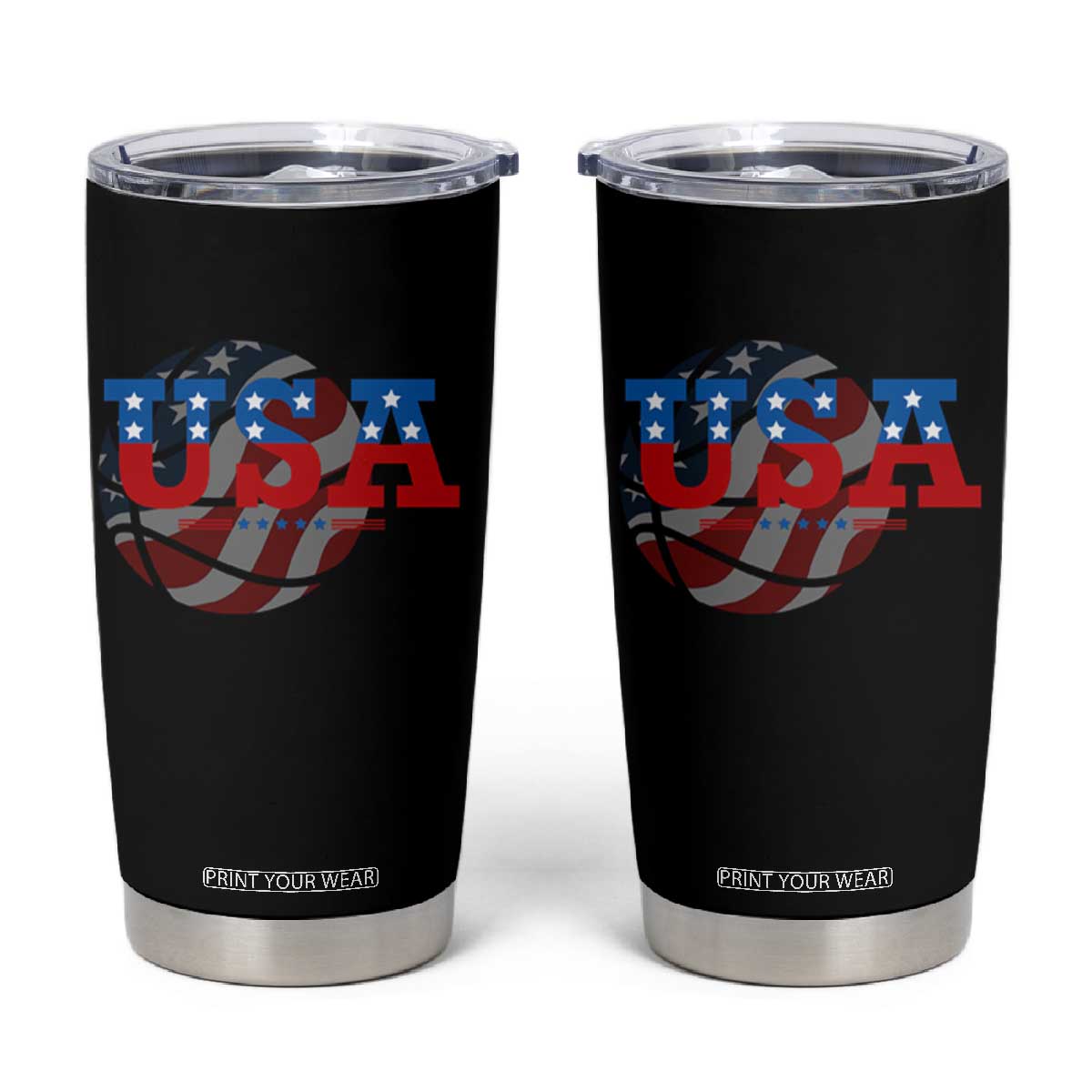 Basketball Tumbler Cup USA Patriotic American Flag Stars and Stripes Team Sport Fan TS02
