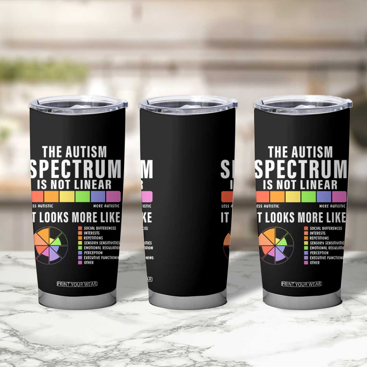 Autism Acceptance Tumbler Cup The Autism Spectrum Is Not Linear TS02