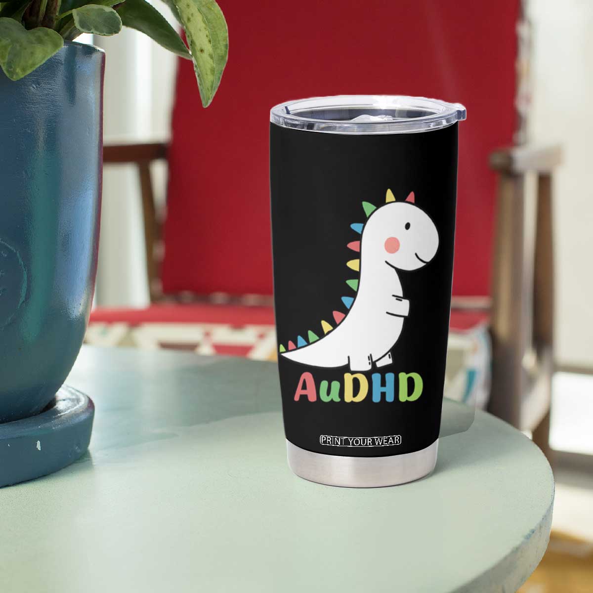 Cute Dinosaur AuDHD Tumbler Cup ADHD Awareness TS02
