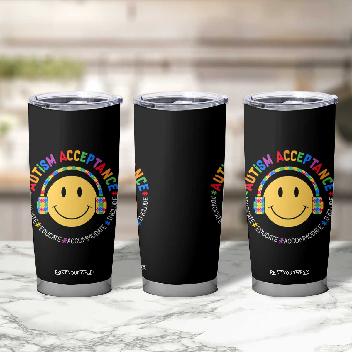Autism Awareness Acceptance Tumbler Cup Special Education Teacher Kids TS02