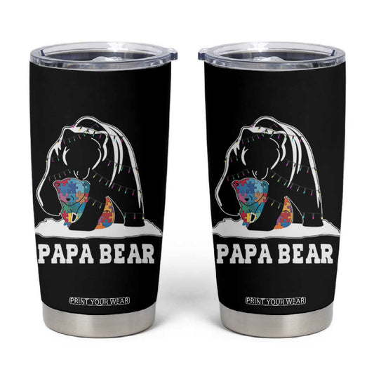 Autism Papa Bear Tumbler Cup Support Autistic Matching Family Dad TS02