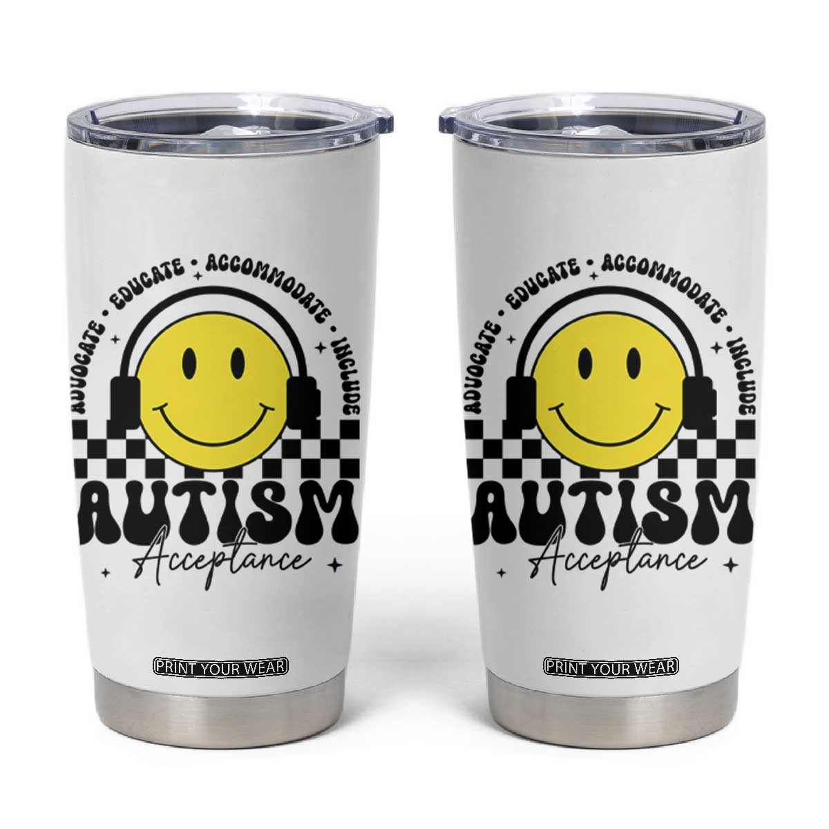 Autism Acceptance Tumbler Cup Advocate Educate Accomodate Include Special Education TS02