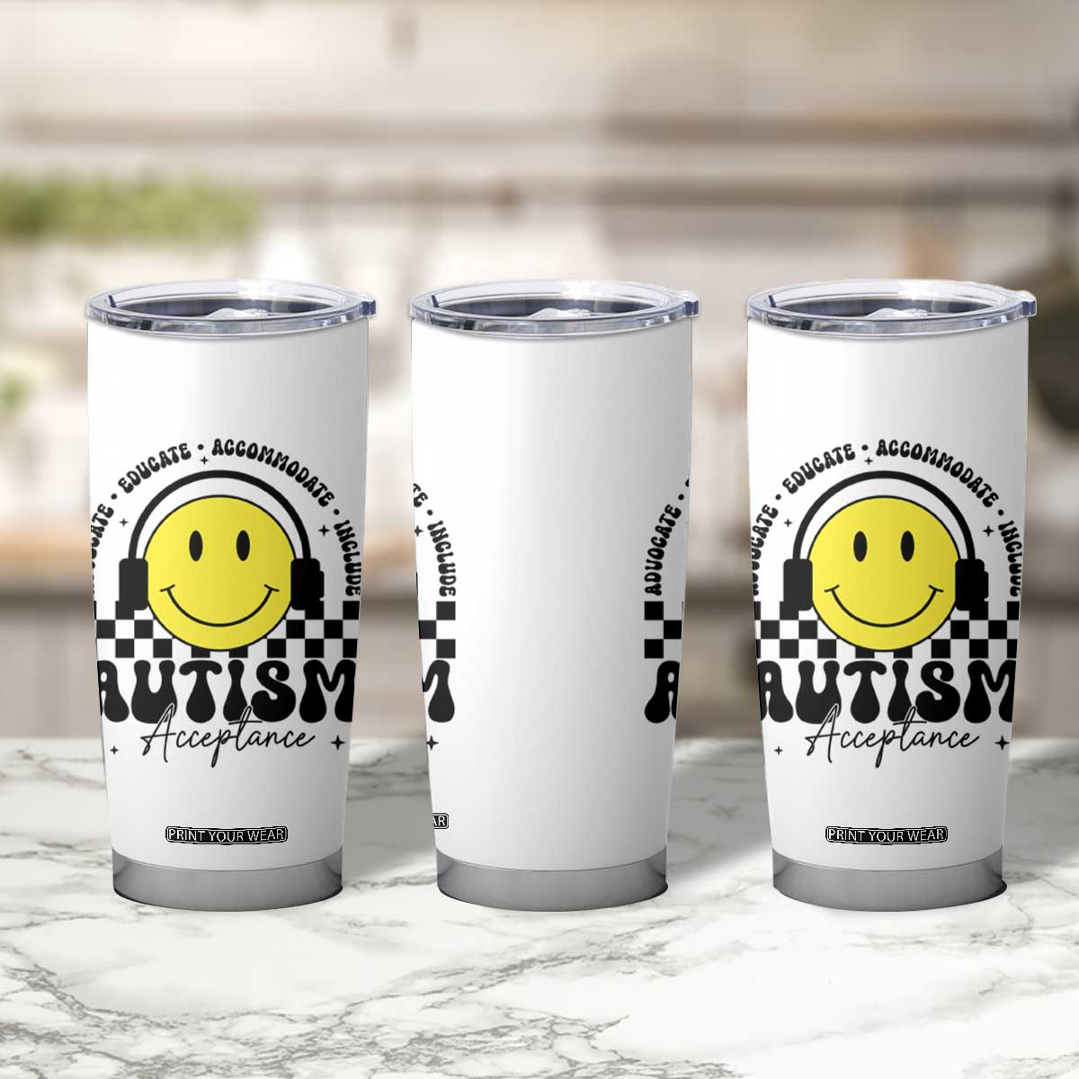 Autism Acceptance Tumbler Cup Advocate Educate Accomodate Include Special Education TS02