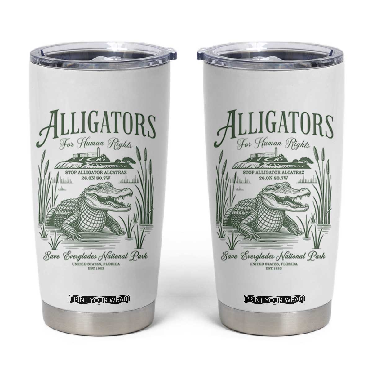 Alligators for Human Rights Tumbler Cup Save Everglades Alcatraz TS02