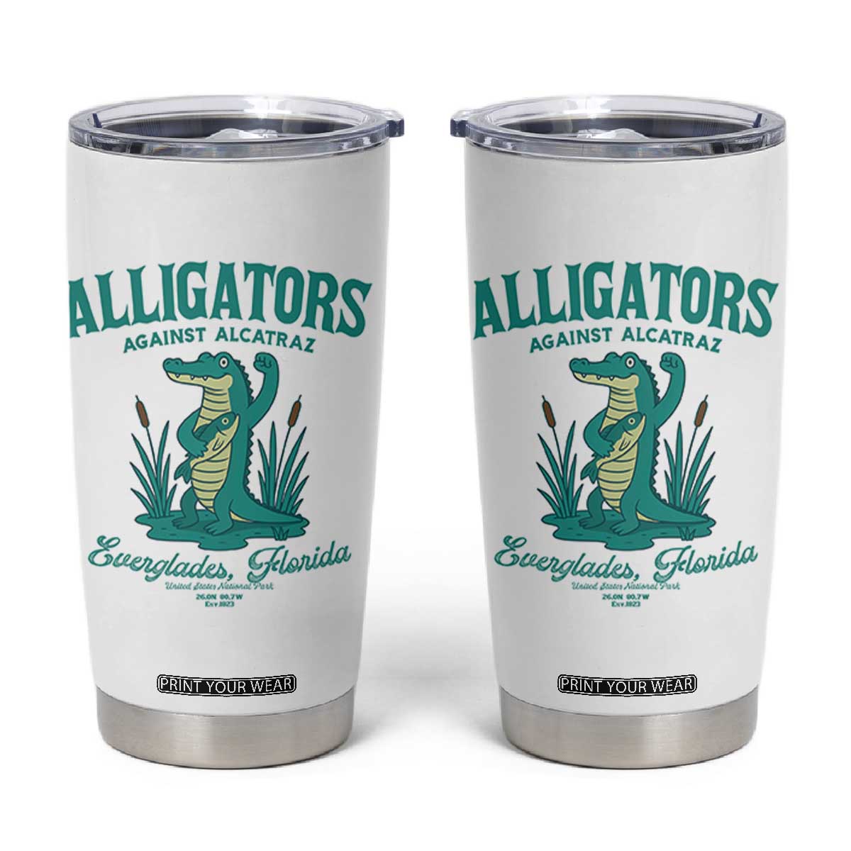 Alligators Against Alcatraz Tumbler Cup Everglades Florida for Human Rights TS02