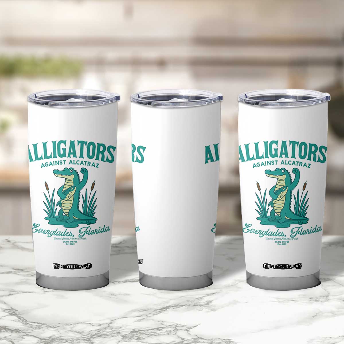 Alligators Against Alcatraz Tumbler Cup Everglades Florida for Human Rights TS02