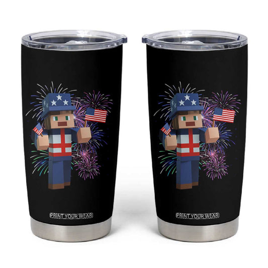 4th of July Gamer Tumbler Cup Uncle Sam Pixels Gaming Celebrate Independence Day TS02