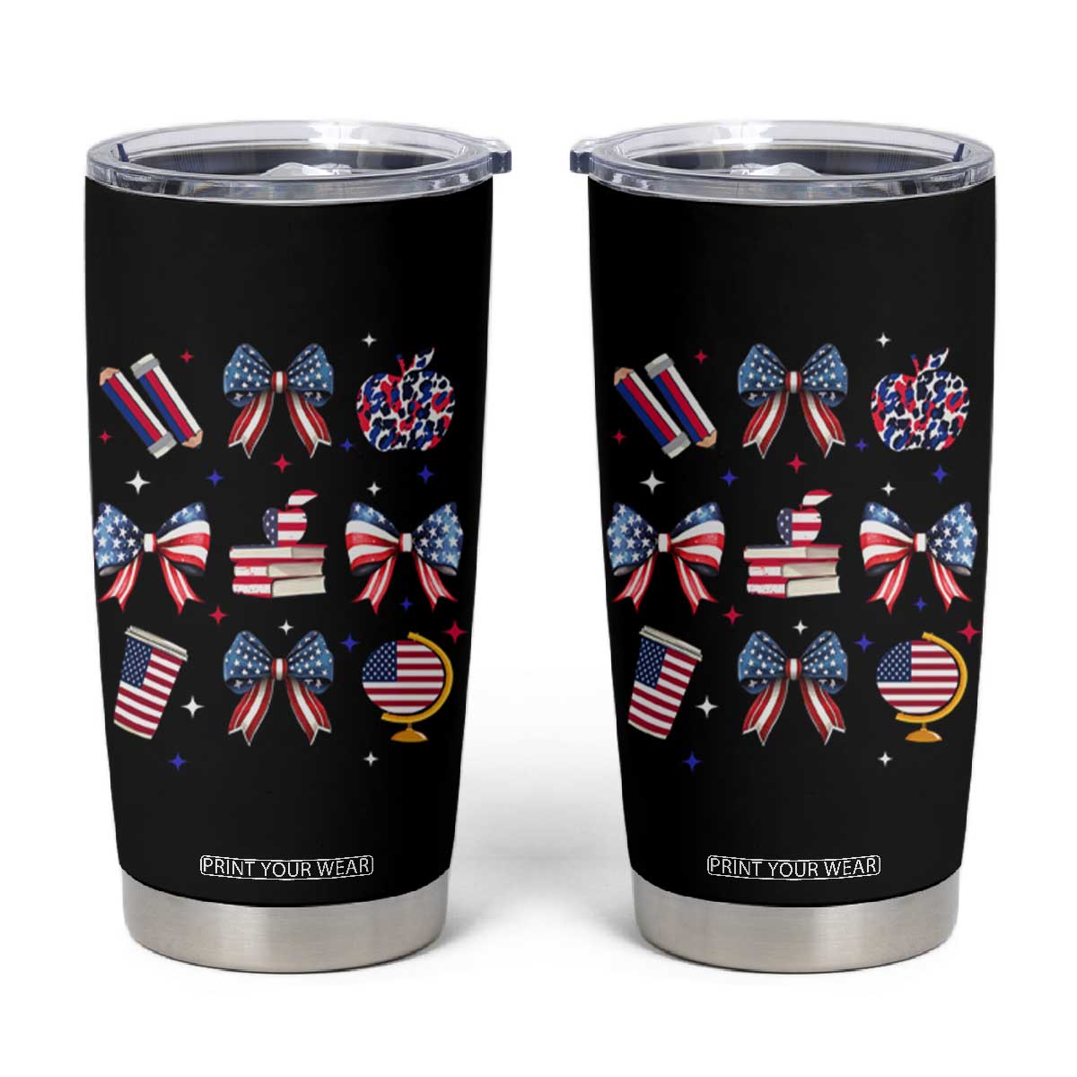 4th of July Teacher Student Tumbler Cup Patriotic Teaching Learning Retro Coquette TS02