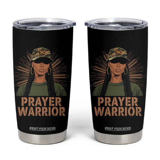 Black Prayer Warrior Tumbler Cup Jesus God Christian Camo Girl TS02