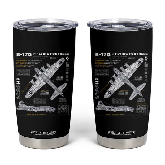 B-17 Flying Fortress Tumbler Cup WW2 B-17G Bomber Vintage Aviation TS02